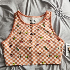 Vans Orange Checkered Women's Top Size Small